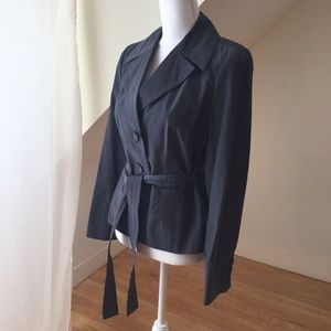 Talbots grey nylon belted spring jacket sz 4